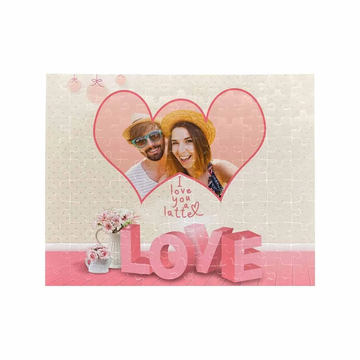 Custom Photo Pink Love Flower Rectangle Jigsaw Puzzle Best Indoor Gifts 110 Pieces