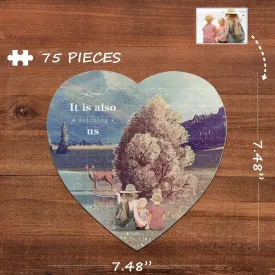 Custom Photo Watching Us Heart-Shaped Jigsaw Puzzle Best Indoor Gifts For Lover 75 Pieces