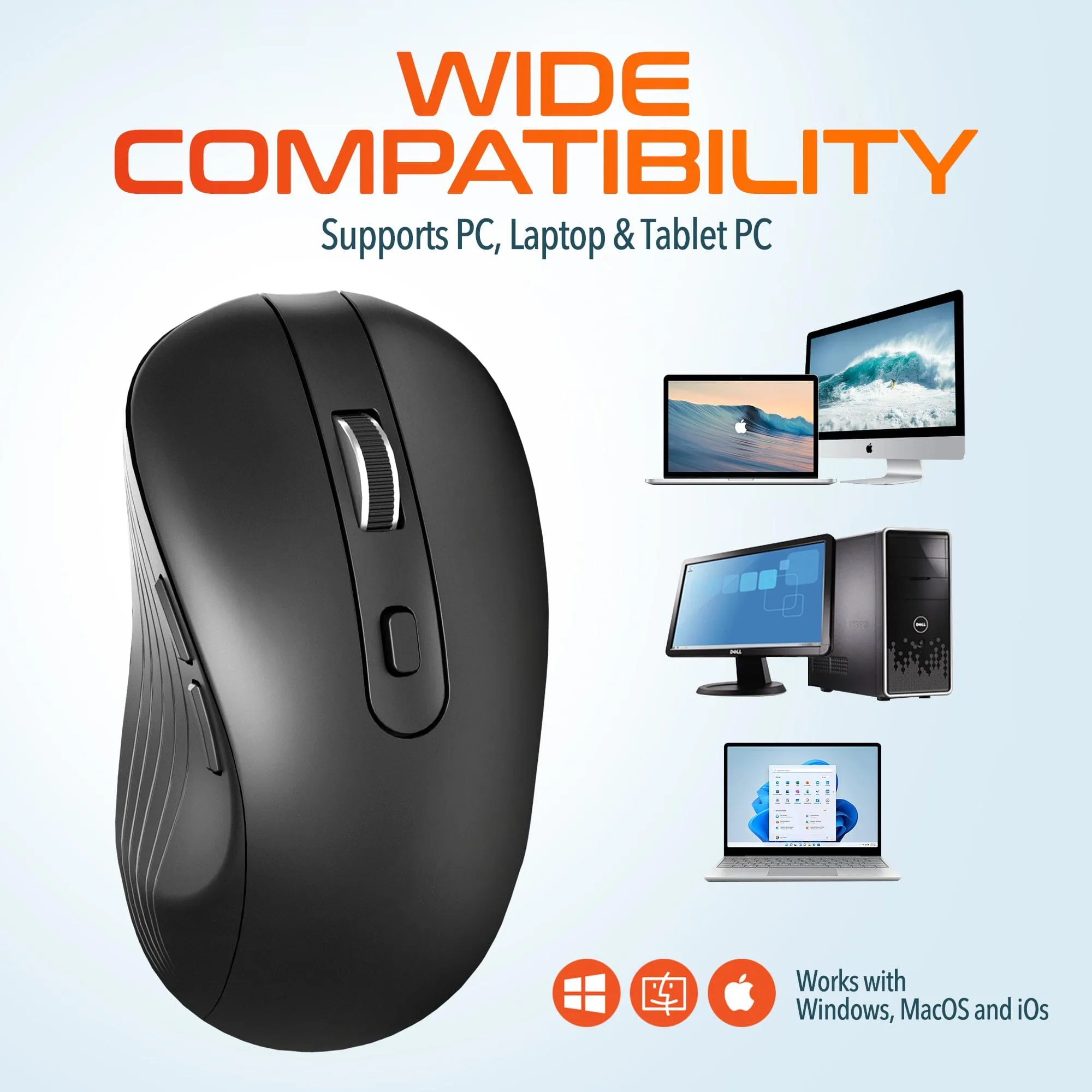 Delton D101and S8 Optical Wireless Mouse and Non-Skid Mouse Pads Wireless Charging for Qi-Enabled Devices