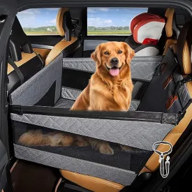 Dog Car Seat for Large Medium Dogs with Seat Belt, Back Seat Extender for Dogs, Waterproof Dog Car Seat Cover for Backseat, Pet Bed for Cars Hammock with Storage Pocket