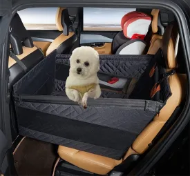 Dog Car Seat with Hard Bottom Mattress - Back Seat Extender for Dogs, Dog Hammock for Car, Large & Small Dog Seat Cover for Back Seat, Pet Car Seat for SUV Truck (Black, Large Size)