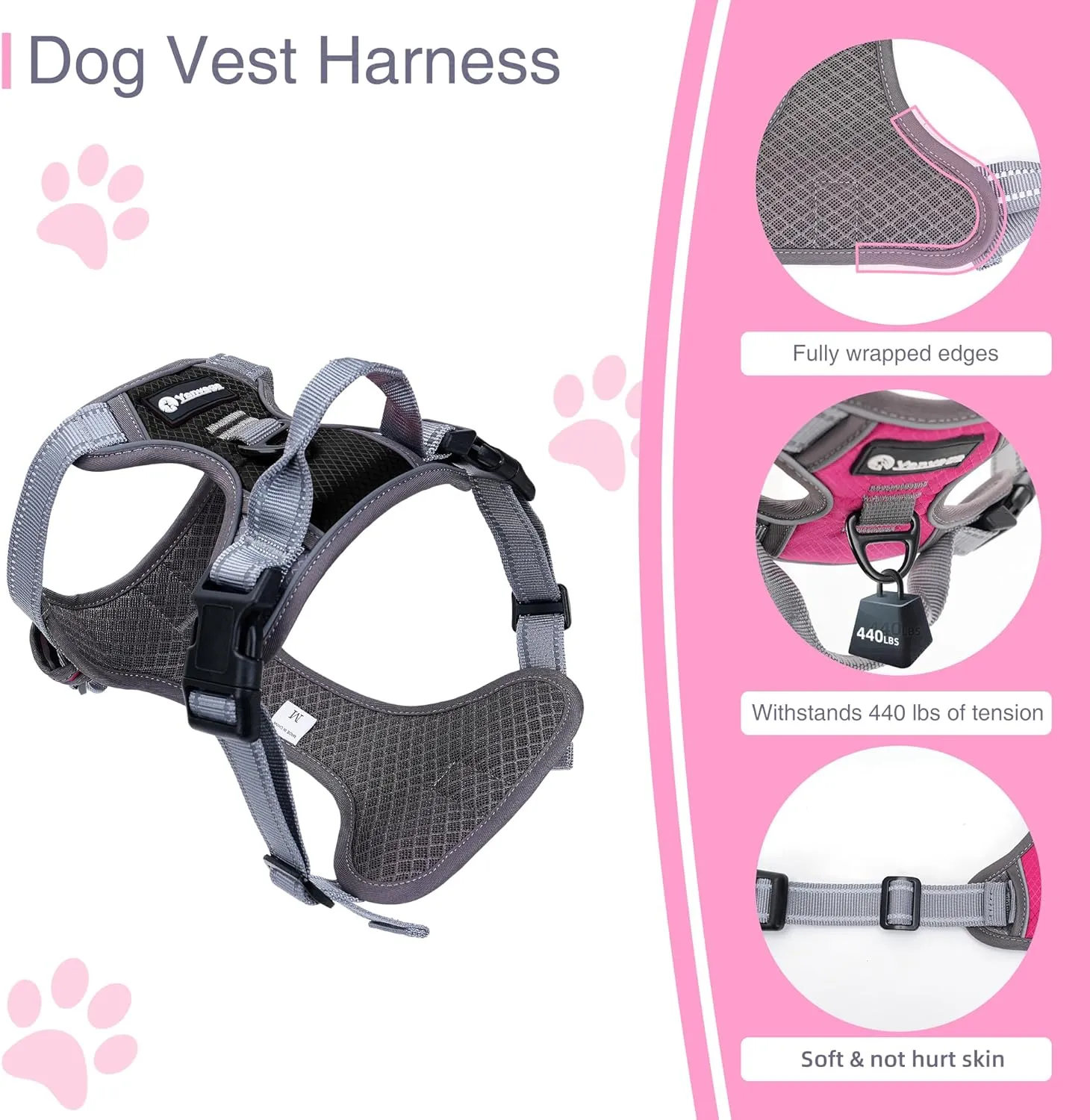 Dog Harness Medium Large Sized Dog Four-Layer Mesh Breathable Reflective Dog Collars, Puppy Harness and Leash Set Training Suit for All SeasonsBlack M Size