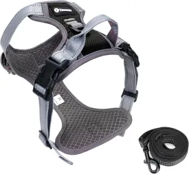 Dog Harness Medium Large Sized Dog Four-Layer Mesh Breathable Reflective Dog Collars, Puppy Harness and Leash Set Training Suit for All SeasonsBlack M Size