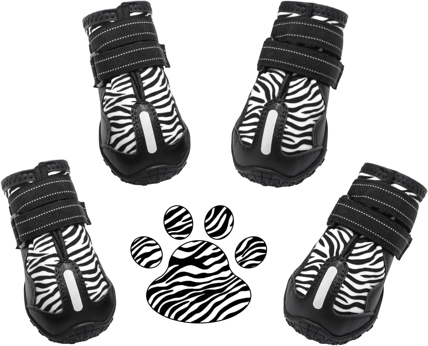 Dog Shoes Dog Booties for Winter, Pet Rain Boots Waterproof Snow Boots, Paw Protectors, with Reflective Straps, Anti-Slip,Dog Shoes for Medium Dog to Large Dogs, 4PCS
