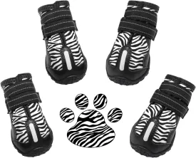 Dog Shoes Dog Booties for Winter, Pet Rain Boots Waterproof Snow Boots, Paw Protectors, with Reflective Straps, Anti-Slip,Dog Shoes for Medium Dog to Large Dogs, 4PCS