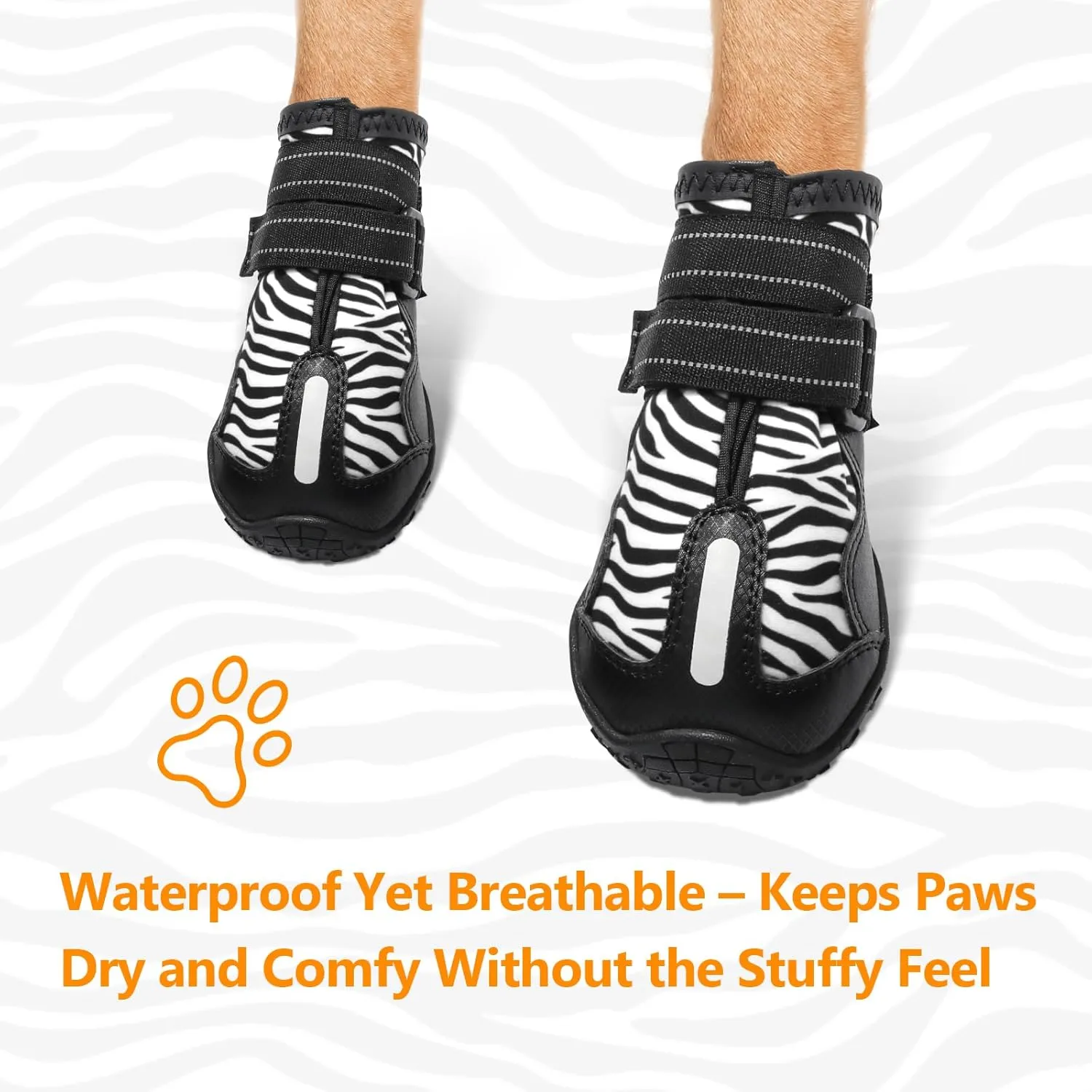 Dog Shoes Dog Booties for Winter, Pet Rain Boots Waterproof Snow Boots, Paw Protectors, with Reflective Straps, Anti-Slip,Dog Shoes for Medium Dog to Large Dogs, 4PCS