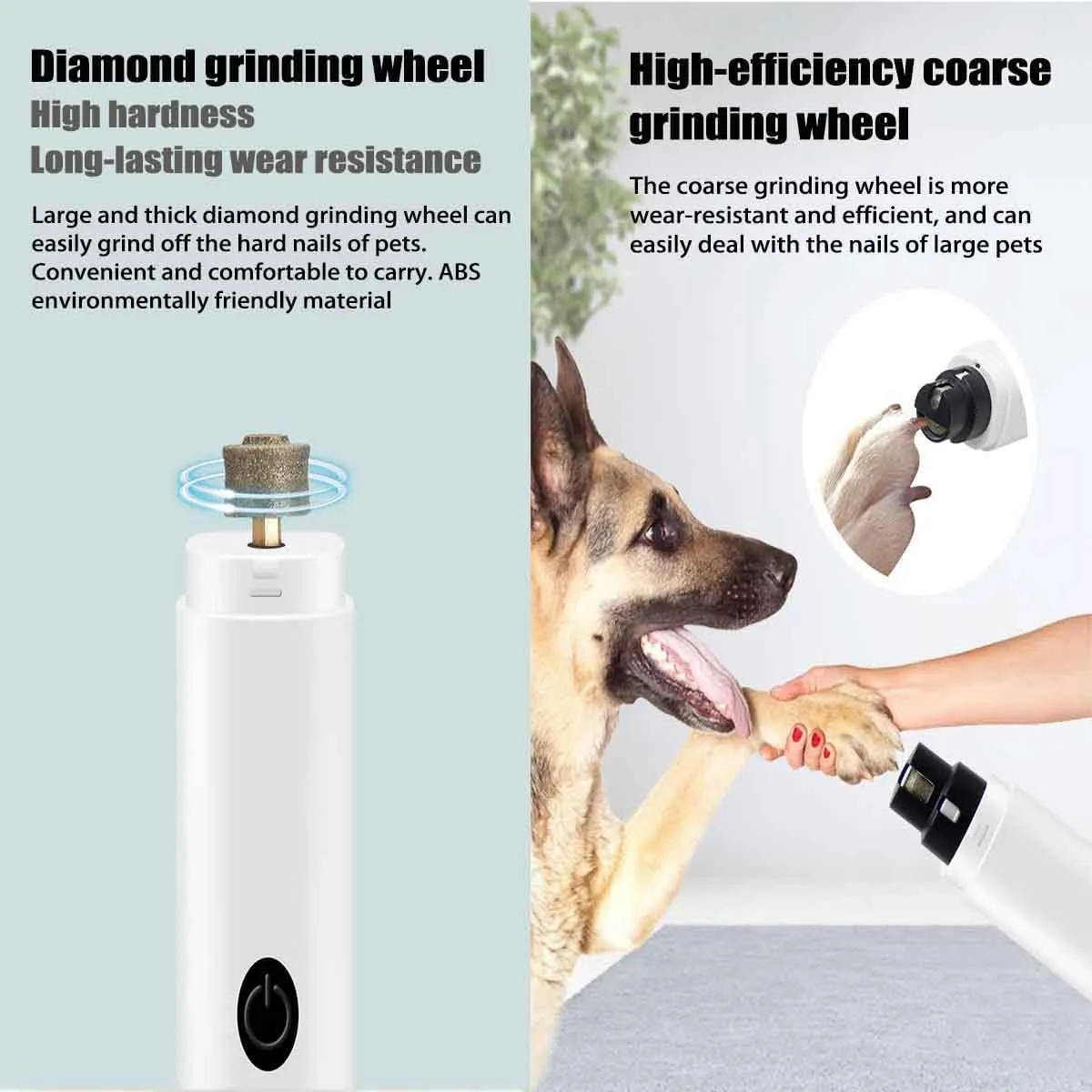 Dog Silent Nail Grinder Upgraded,Professional 2-Speed Pet Toenail Grinder,Electric Dog Nail Trimmer with Led Light,Nail Clippers,Nail Polish,Rechargeable Pet Paws Grooming Tool (White)