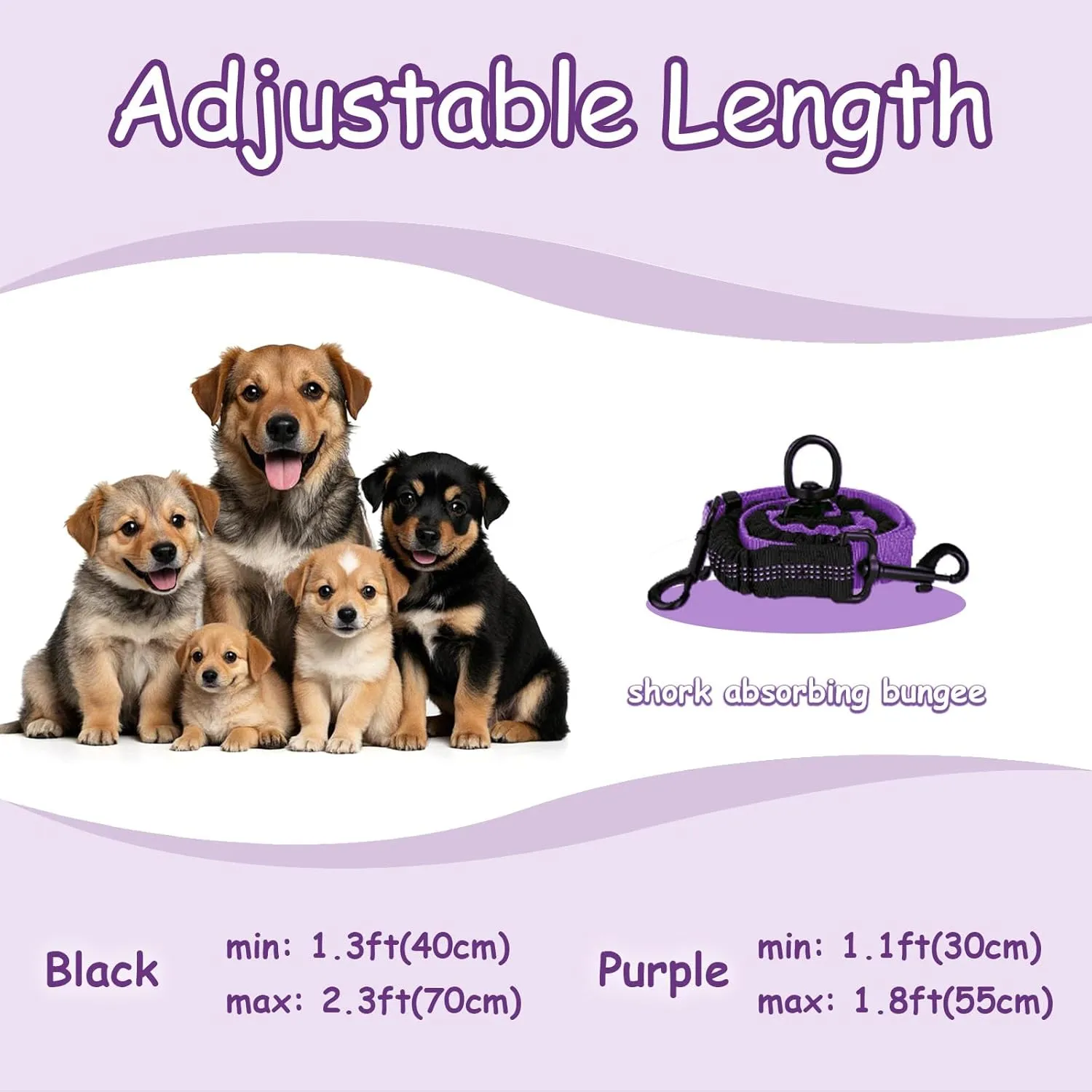 Double Dog Leash - 360Swivel Tangle Free Splitter Attachment, 2 Dogs Multi-Functional Leashes, Dual Rope for Outdoor Walk Train Small Medium Large Two Pet, Purple