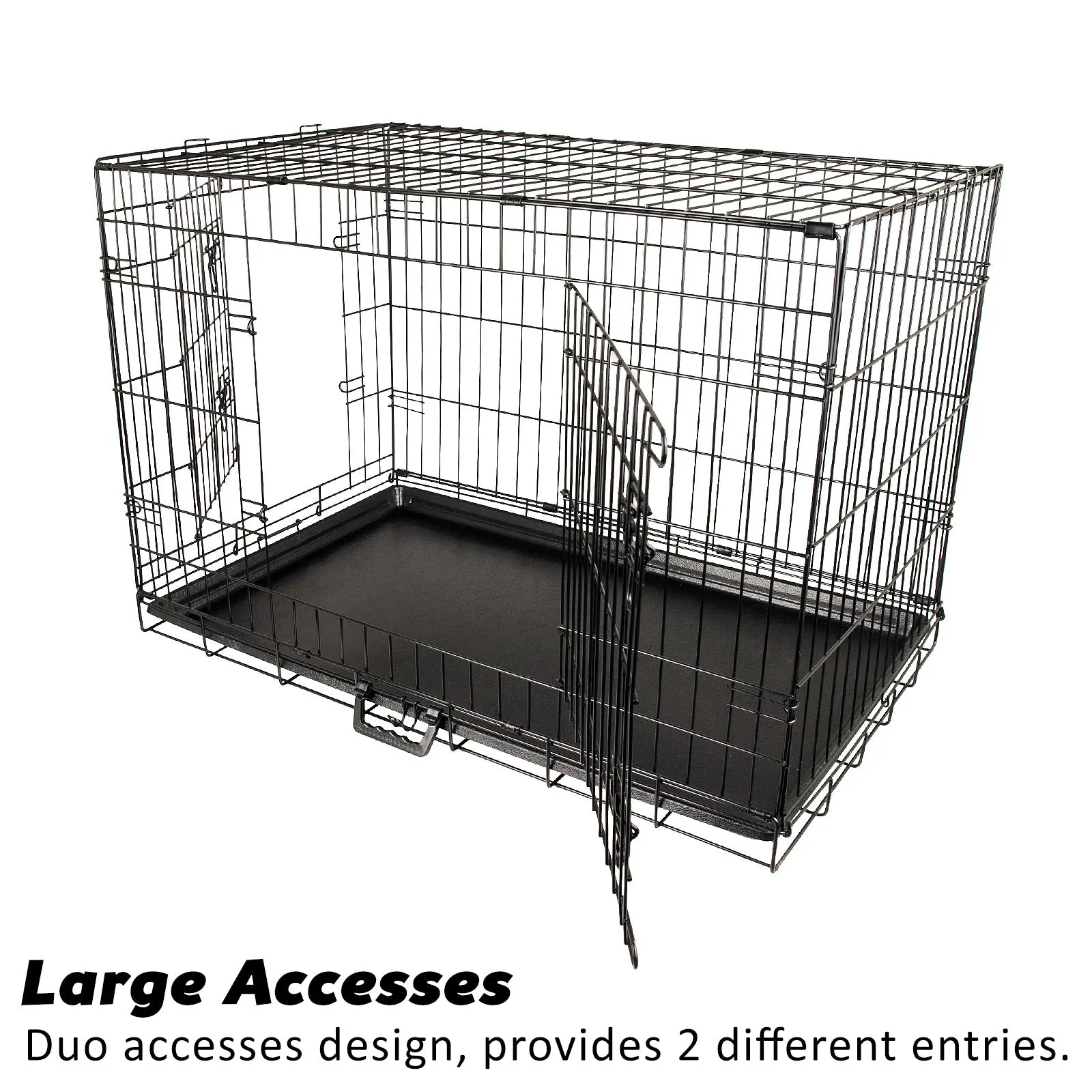 Durable Foldable Wire Dog Crate with Tray, 24in, Paw Mate