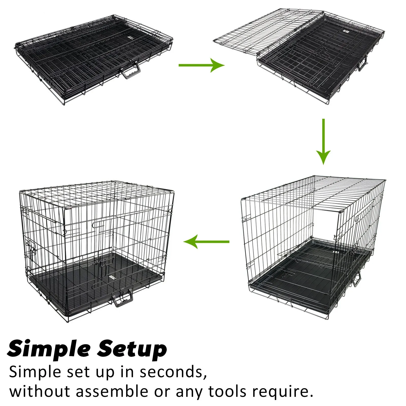 Durable Foldable Wire Dog Crate with Tray, 24in, Paw Mate