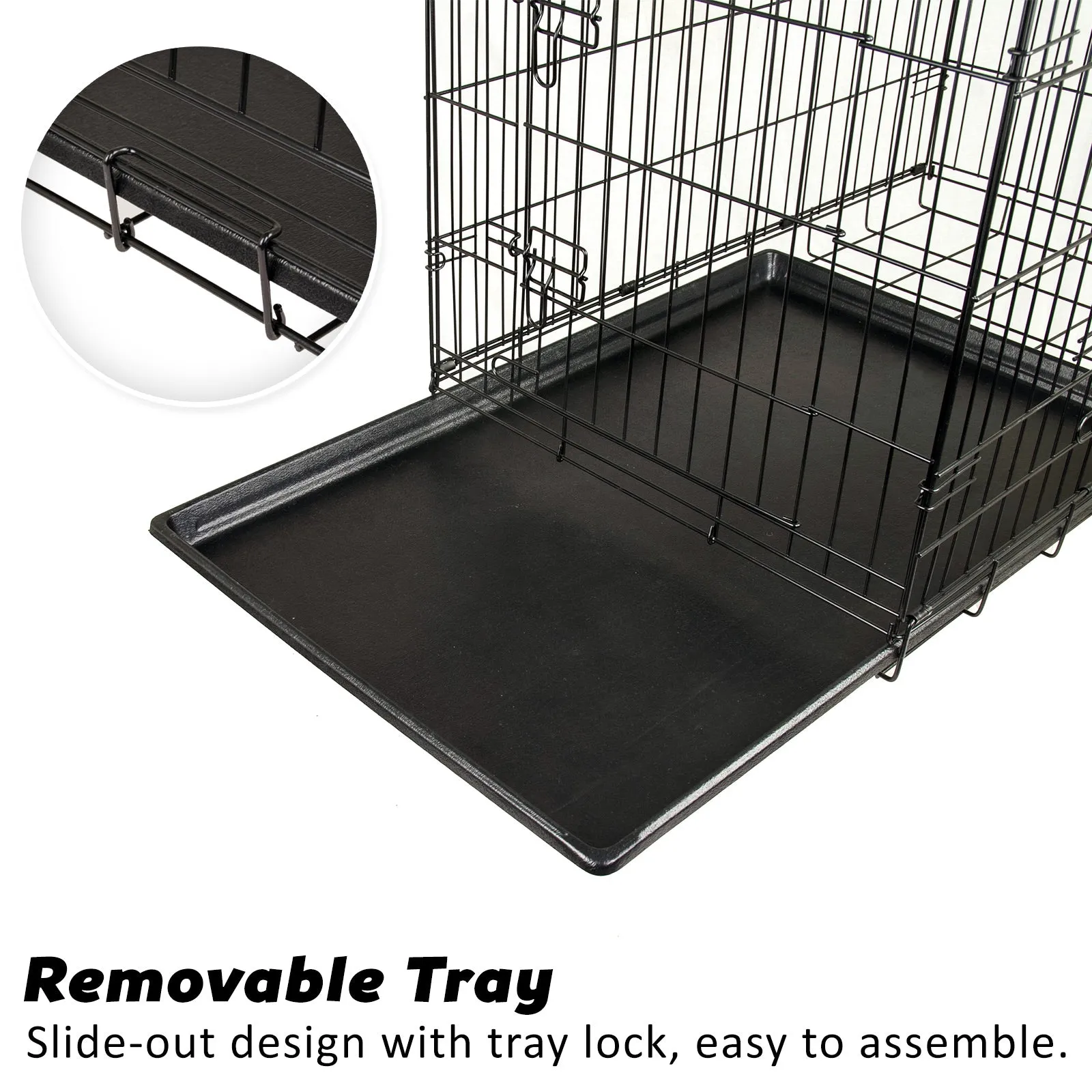 Durable Foldable Wire Dog Crate with Tray, 24in, Paw Mate