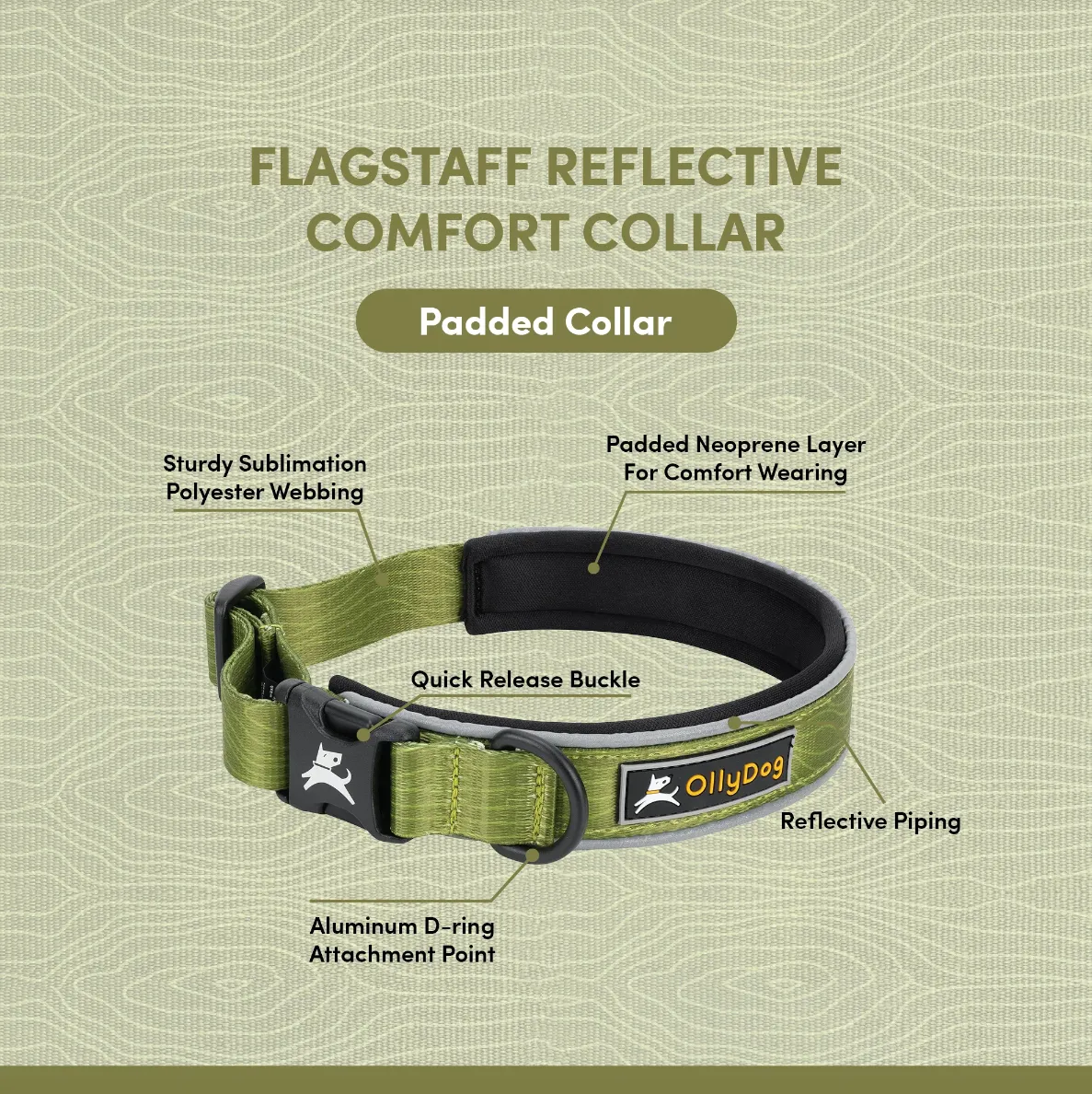Flagstaff Reflective Comfort Collar | Padded Dog Collar