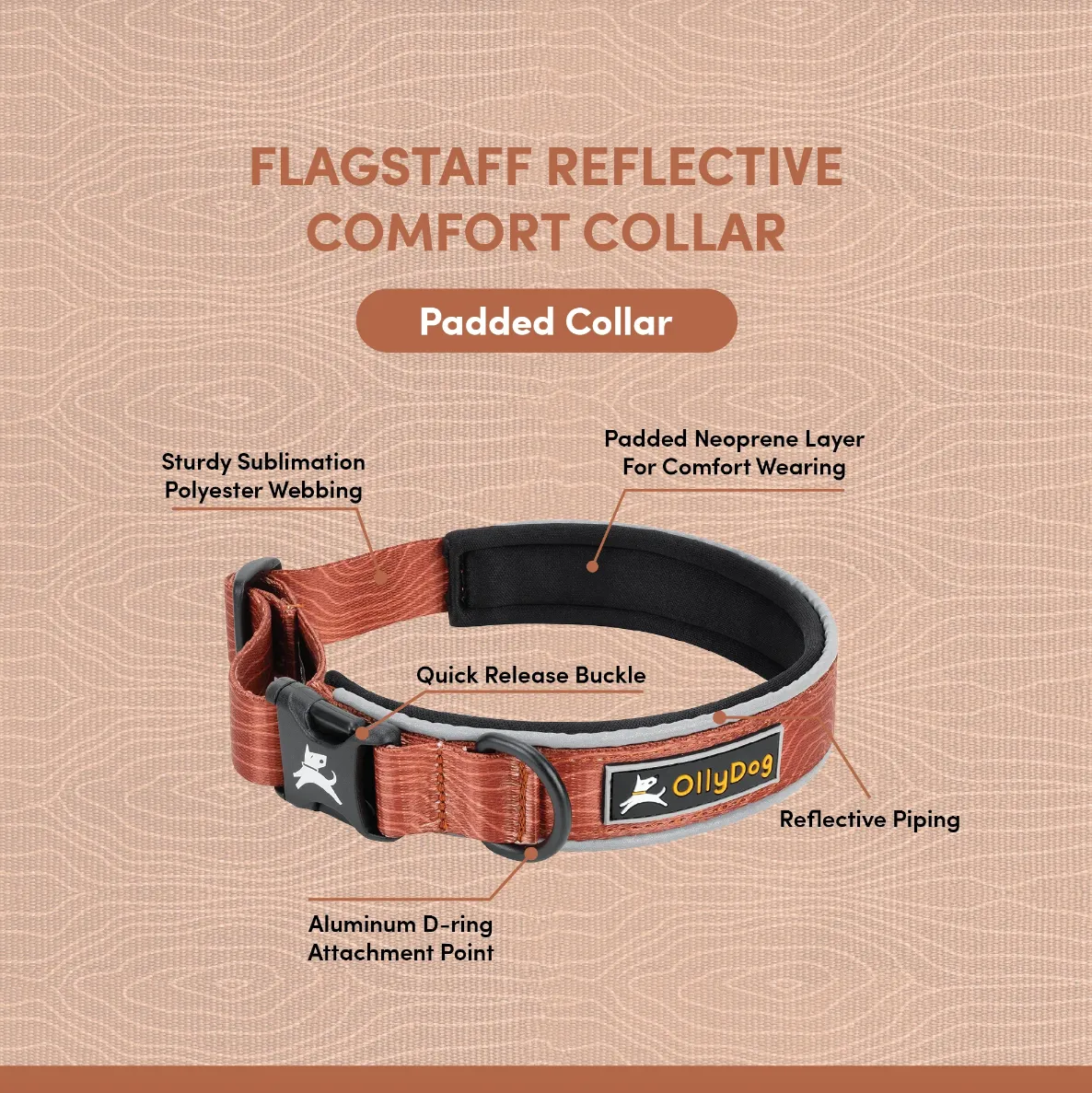 Flagstaff Reflective Comfort Collar | Padded Dog Collar