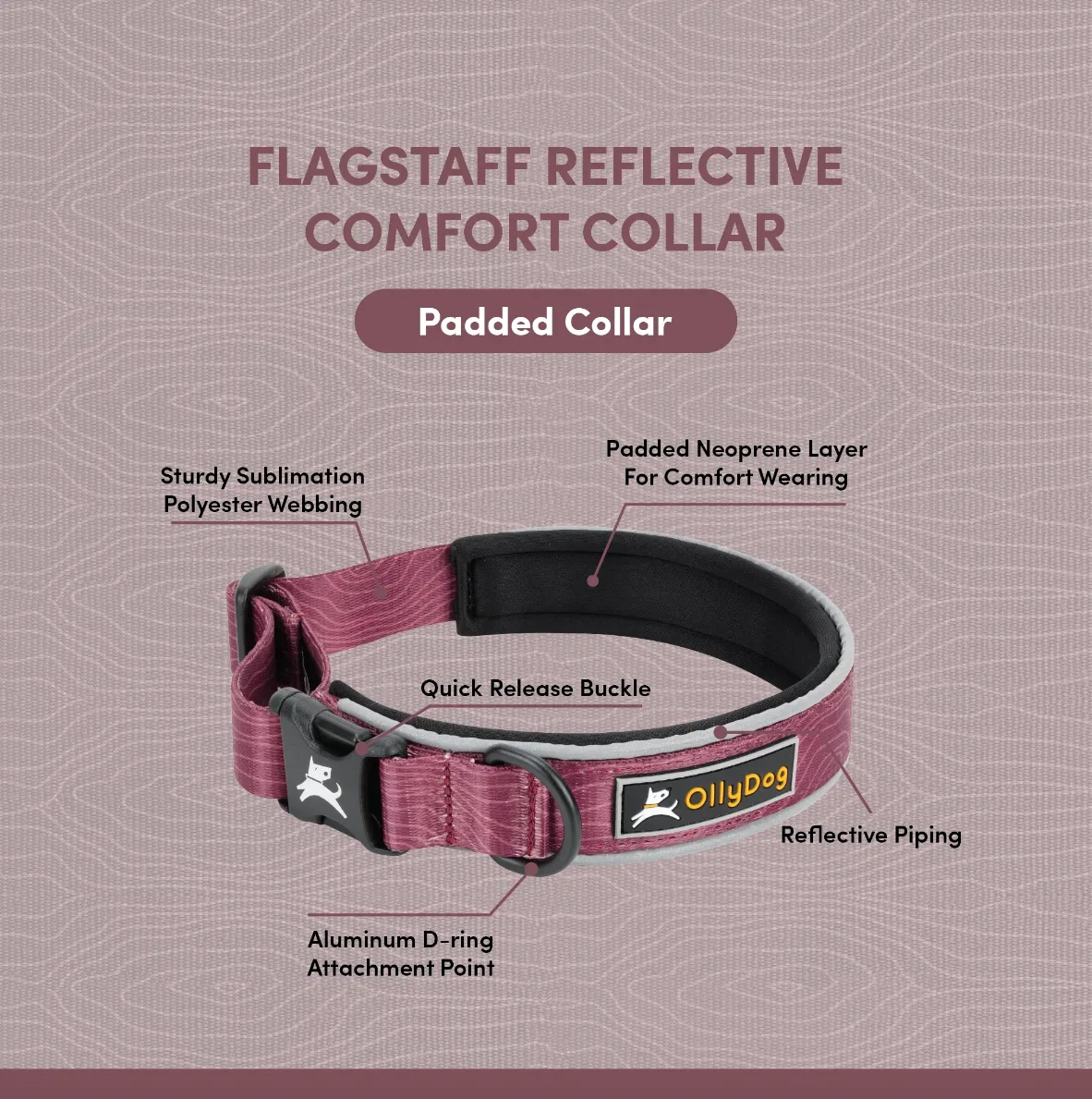 Flagstaff Reflective Comfort Collar | Padded Dog Collar