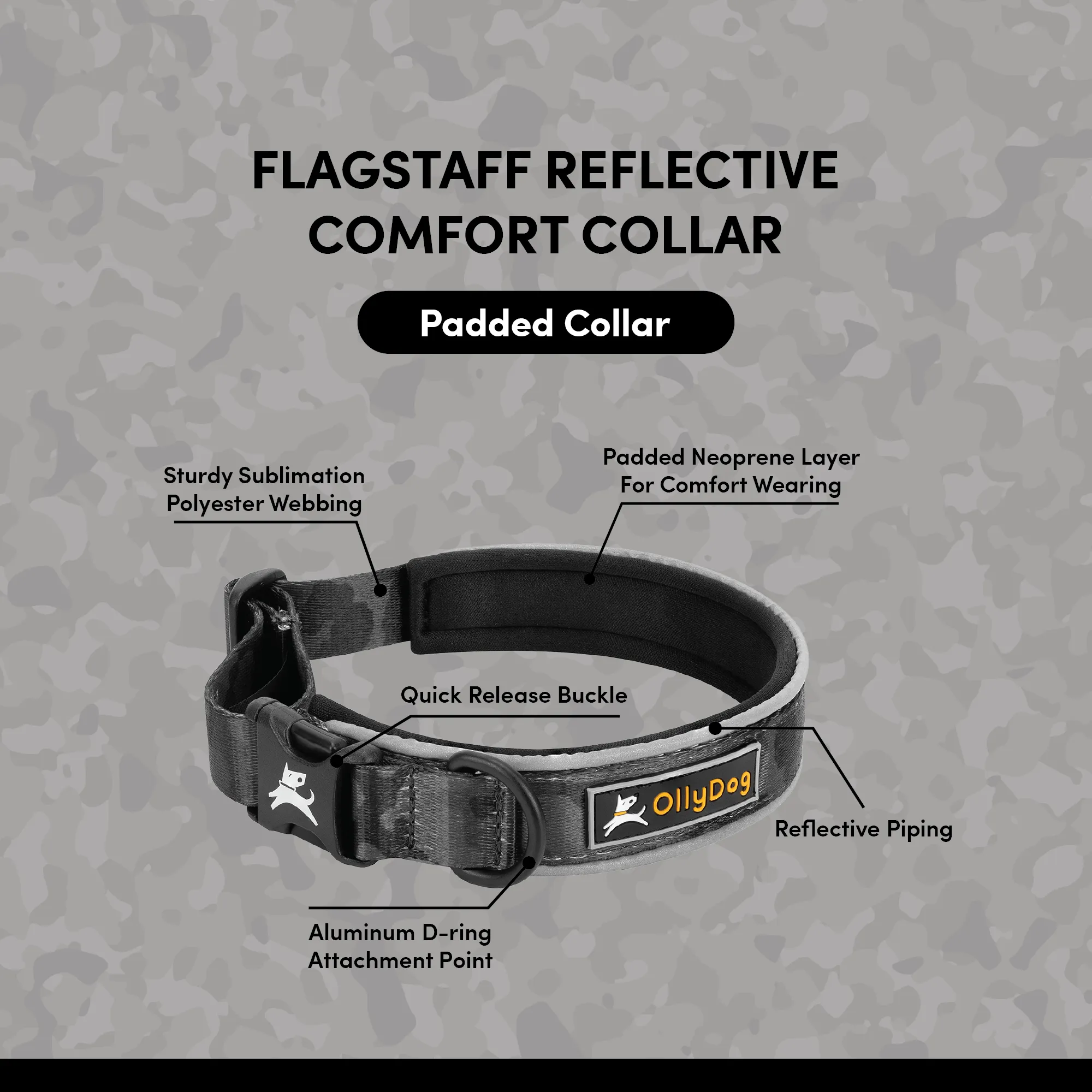 Flagstaff Reflective Comfort Collar | Padded Dog Collar