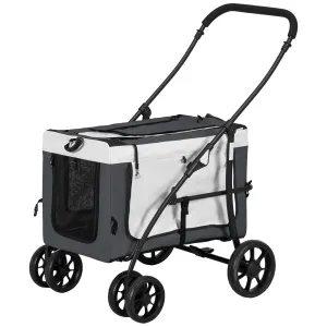 Foldable Dog Stroller, Pet Travel Crate, with Detachable Carrier, Soft Padding, for Mini, Small Dogs - Grey