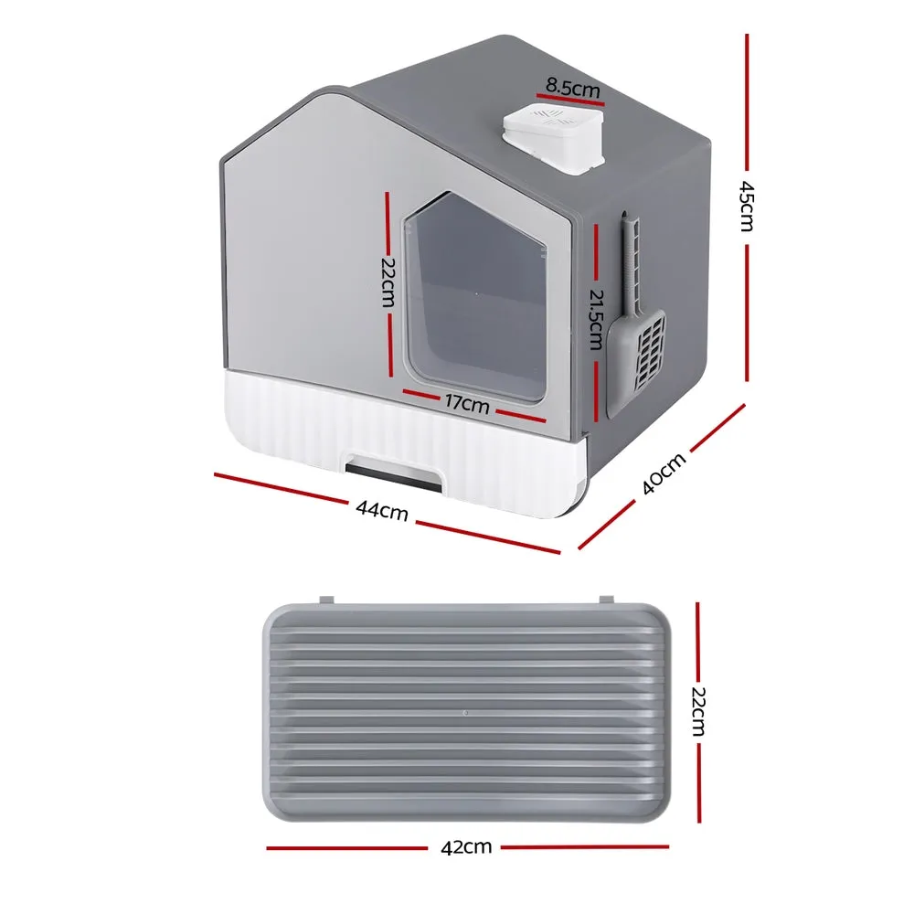 Fully Enclosed Cat Litter Box, Hooded with Scoop and Mat, i.Pet