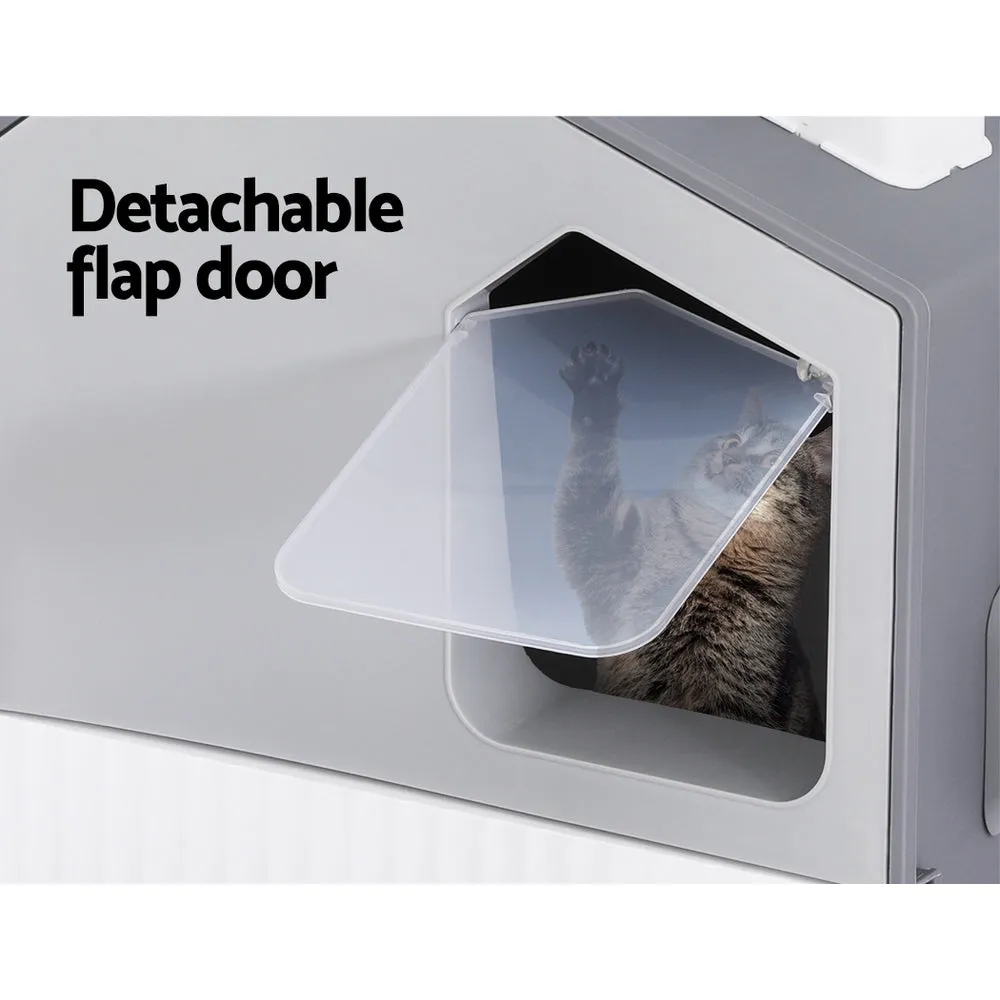 Fully Enclosed Cat Litter Box, Hooded with Scoop and Mat, i.Pet