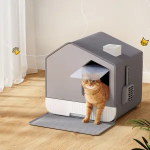 Fully Enclosed Cat Litter Box, Hooded with Scoop and Mat, i.Pet