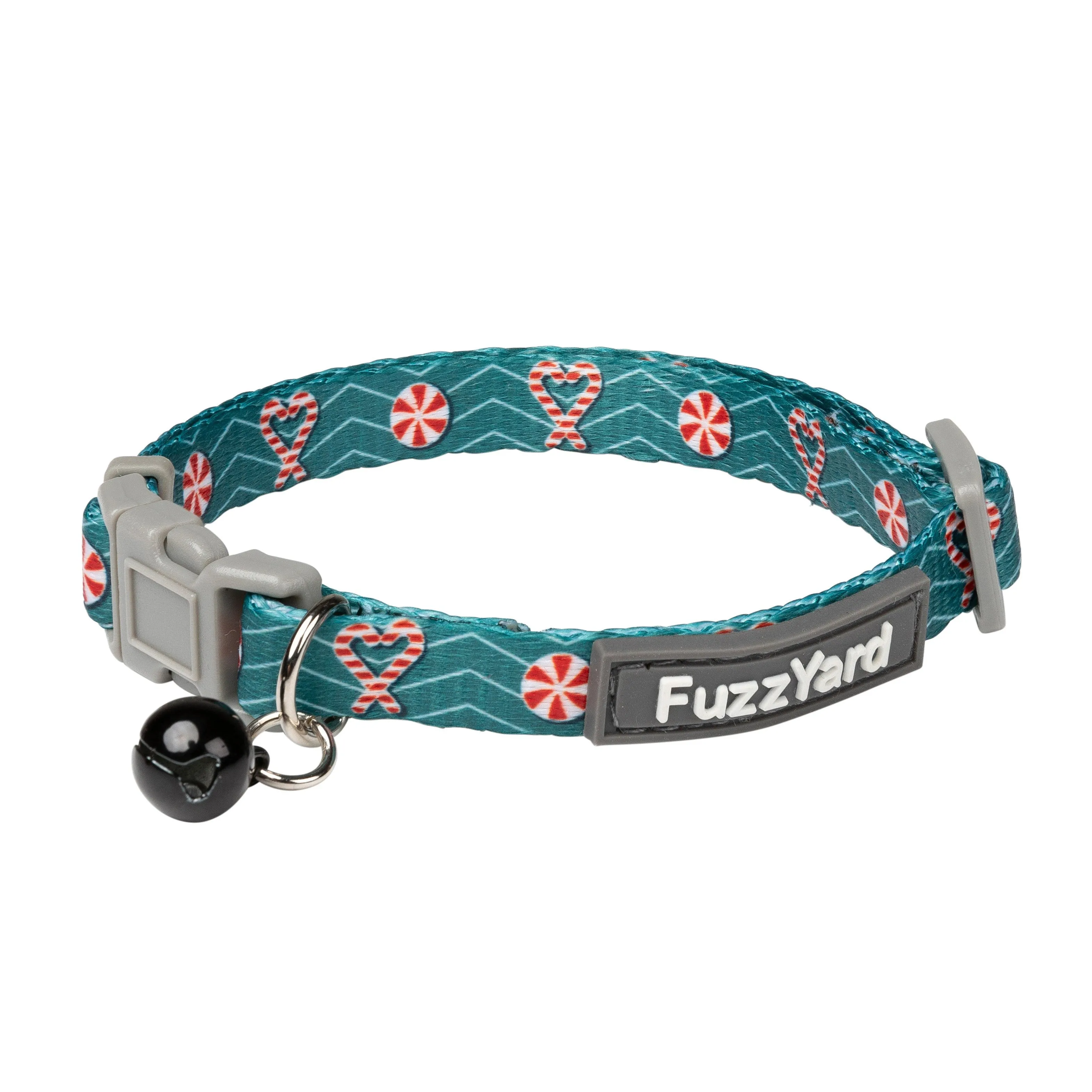 FuzzYard Christmas I heart Candy Canes Cat Collar Bandana and Bow Tie Set