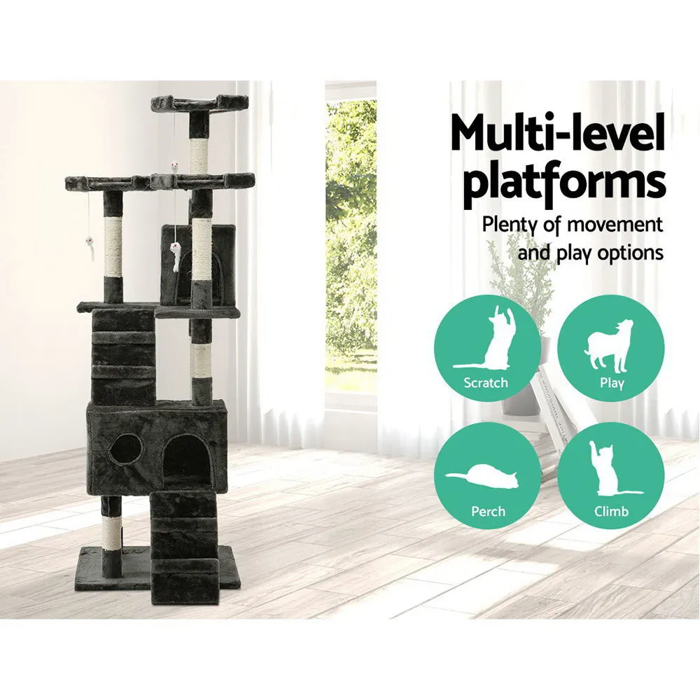 Giant Multi-Level Cat Tree 180cm, Sisal Posts, Plush Velvet - i.Pet