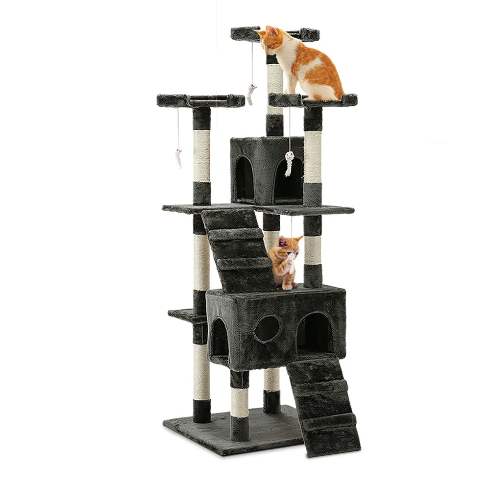 Giant Multi-Level Cat Tree 180cm, Sisal Posts, Plush Velvet - i.Pet
