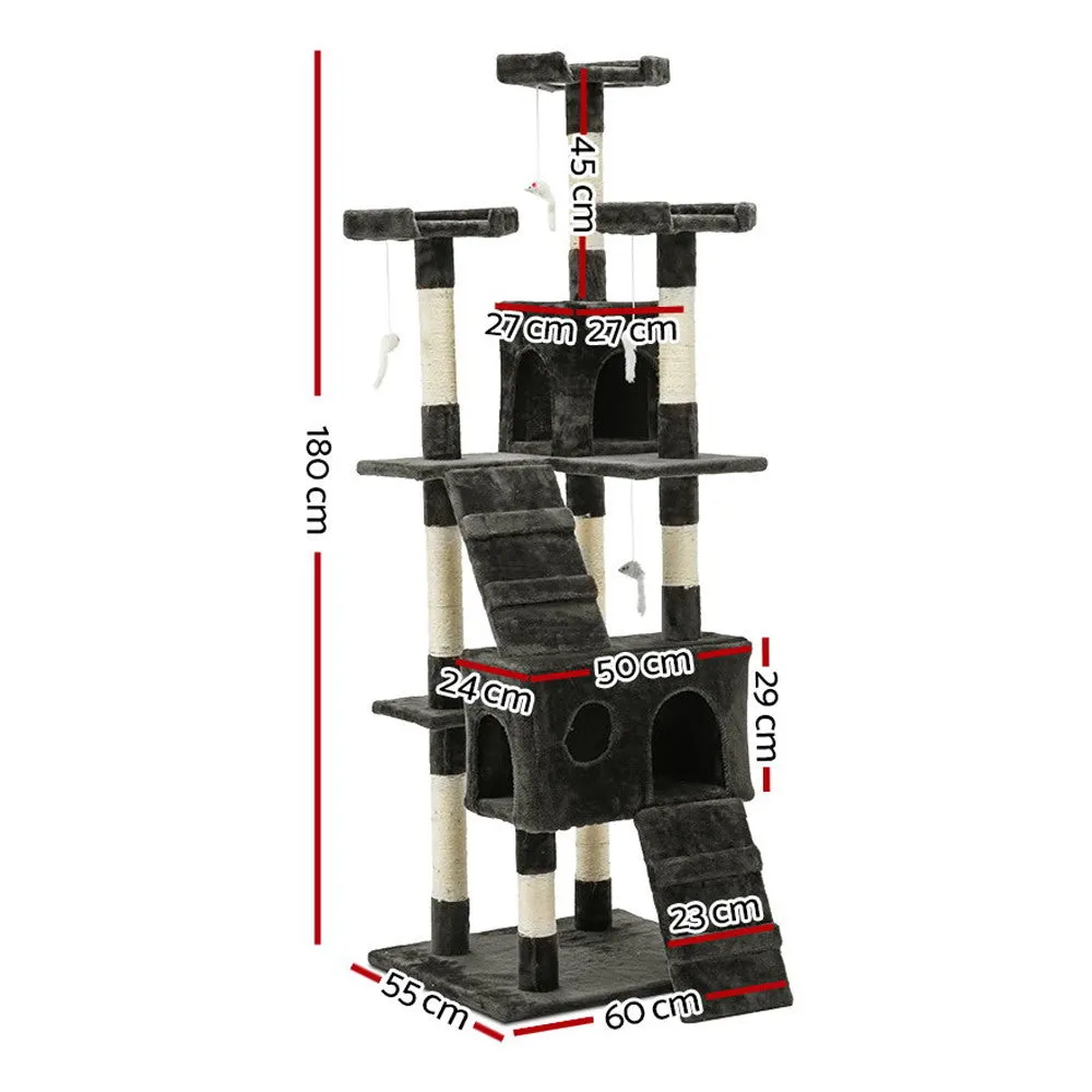 Giant Multi-Level Cat Tree 180cm, Sisal Posts, Plush Velvet - i.Pet