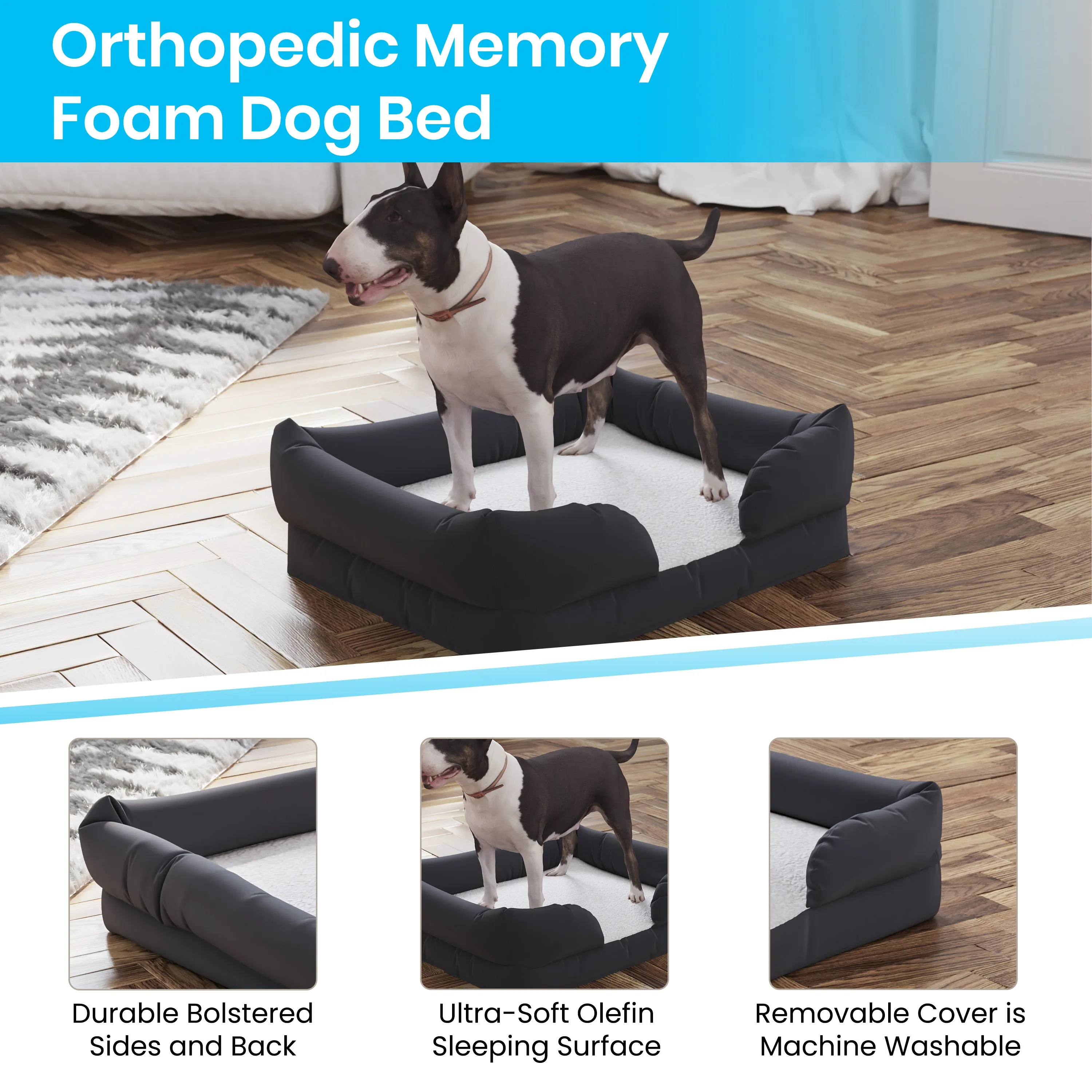 Gray 25x20 Memory Foam Dog Bed AJ-ORTHO-00188-GY-GG