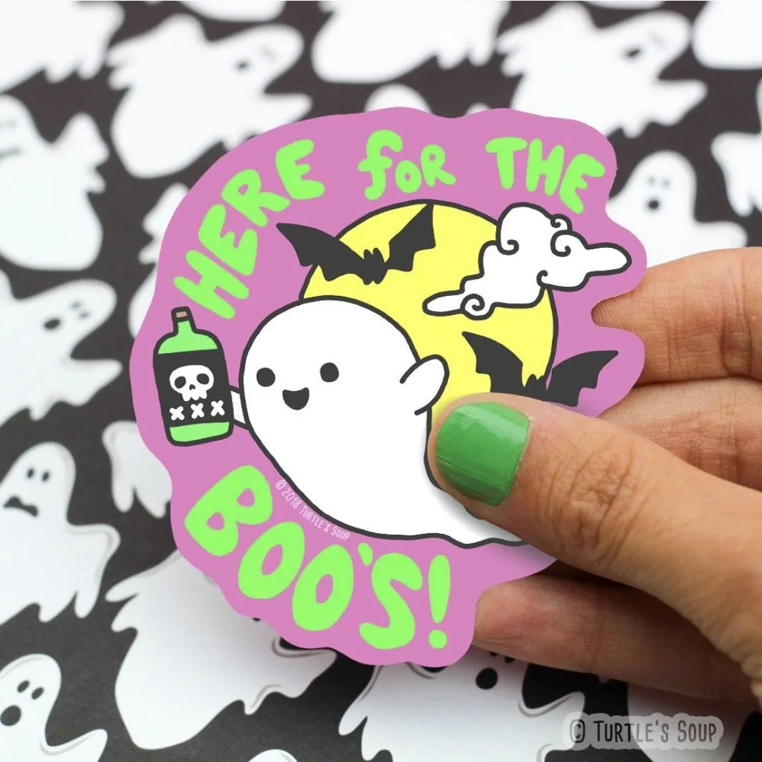Here For The Boos Ghost Vinyl Sticker (Turtle's Soup)