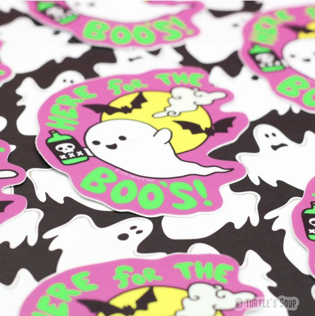 Here For The Boos Ghost Vinyl Sticker (Turtle's Soup)