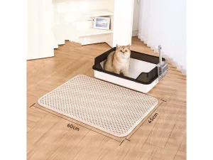 Hoopet Pet Eva Double Litter Mat (Diamond Hole) Cream