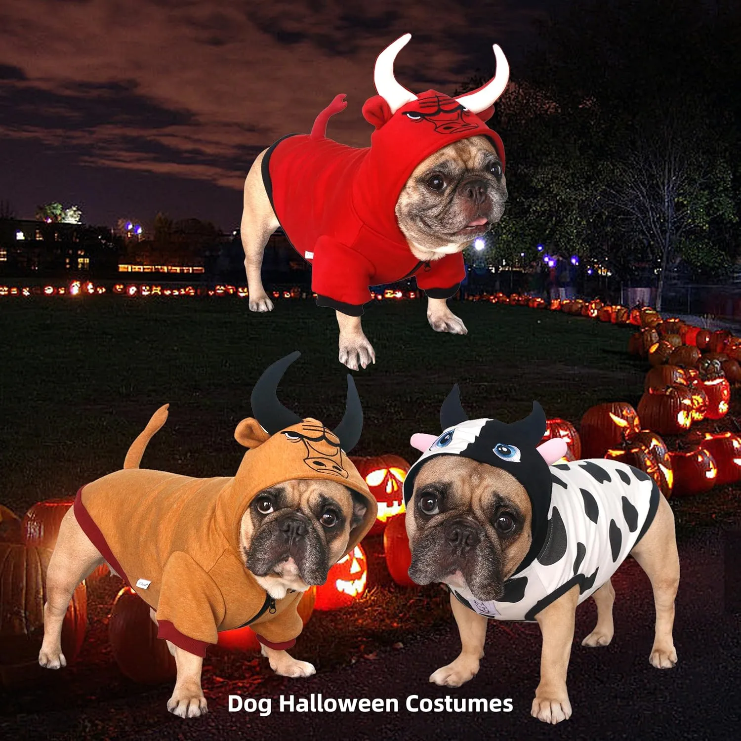 iChoue I am a French Bulldog Buffalo Bull Winter Coats Clothes Hoodies Costumes for Medium Dogs Cold Weather Frenchie English Pug Pitbull Boston Terrier - Brown, Large