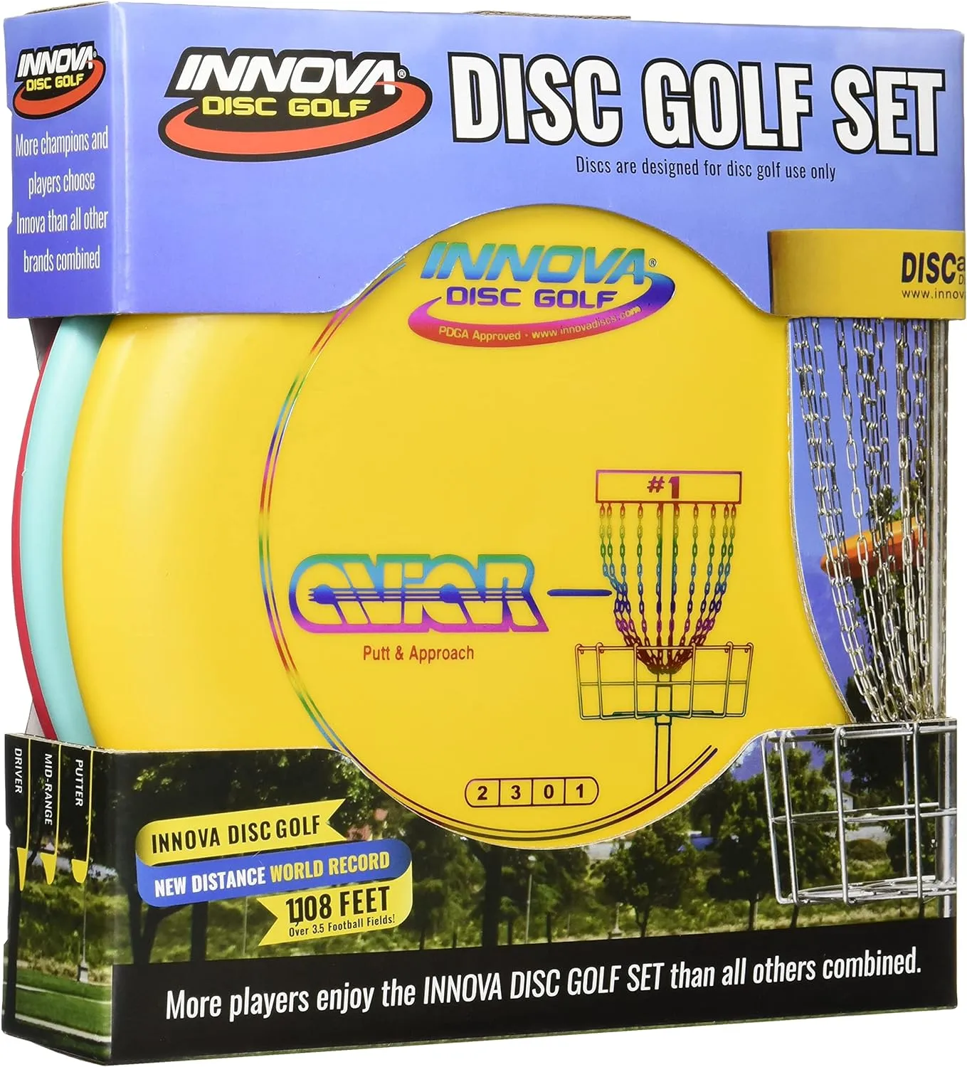Innova Disc Golf Set  Driver, Mid-Range & Putter, Comfortable DX Plastic, Colors May Vary (3 Pack)