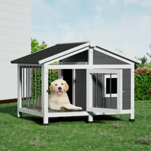 Large Weatherproof Wooden Dog Kennel with Raised Floor i.Pet