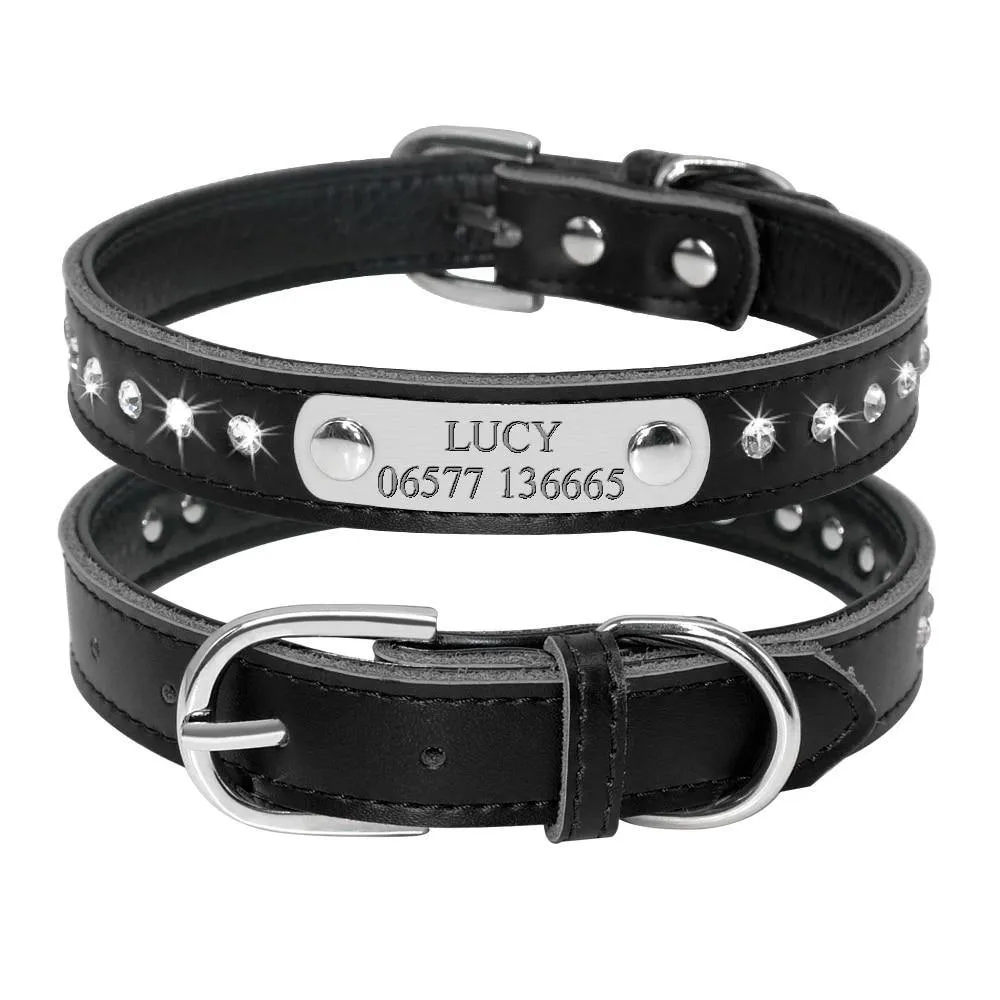 Leather Nameplate Cat Collar