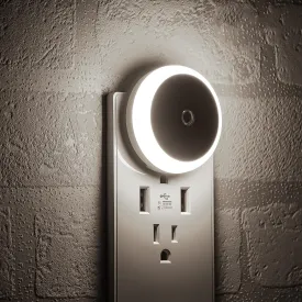 LED Night Light Plug in, Dusk to Dawn Sensor, Auto Dim, Energy Saving, Cool White, Nightlight Plug into Wall for Bathroom, Hallway, Kitchen, Stairway, Round, 2 Pack