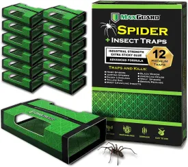 MaxGuard Spider   Insect Traps (12 pcs Box Trap) | Non-Toxic Extra Sticky Glue Traps, Kill Black Widow Hobo Brown Recluse Spiders and Other Crawling Bugs & Insects |