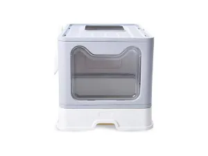 Meow face folding cat litter box (smoky gray)57.5*46*39cm