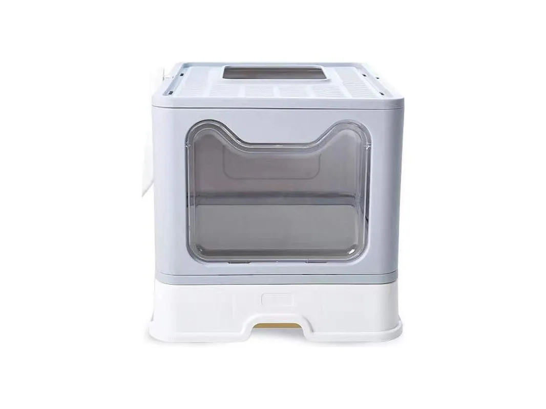 Meow face folding cat litter box (smoky gray)57.5*46*39cm