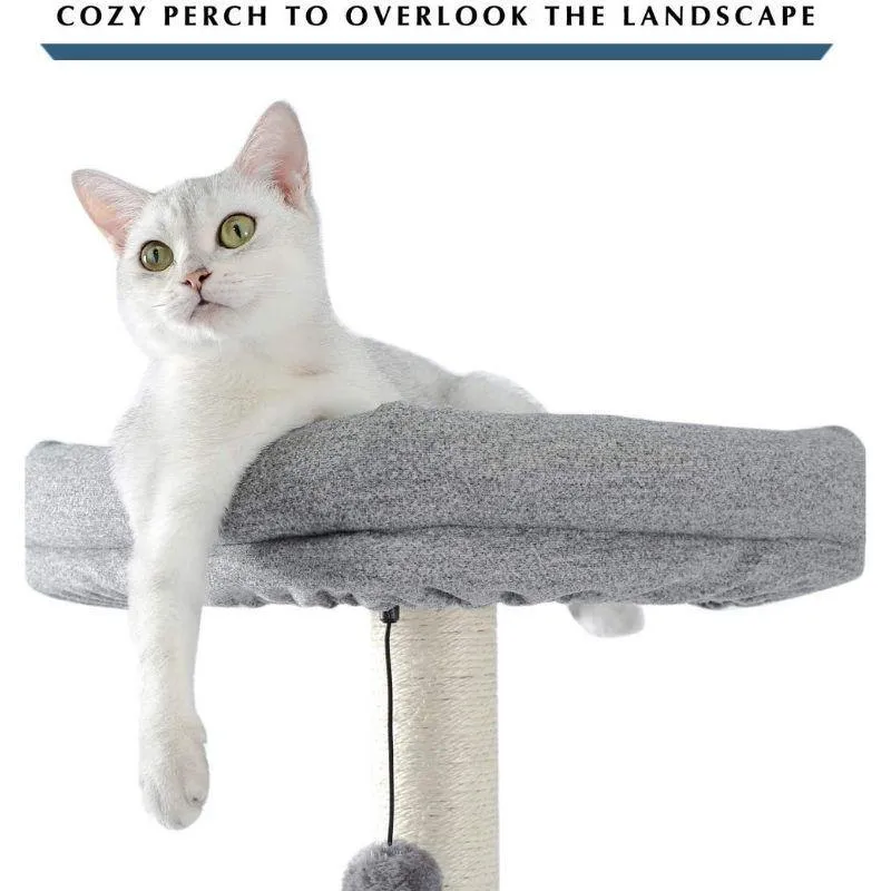 Modern Cat Tree 6 Level Cat Tower with Scratching Posts, 2 Condos, Top Perch Grey