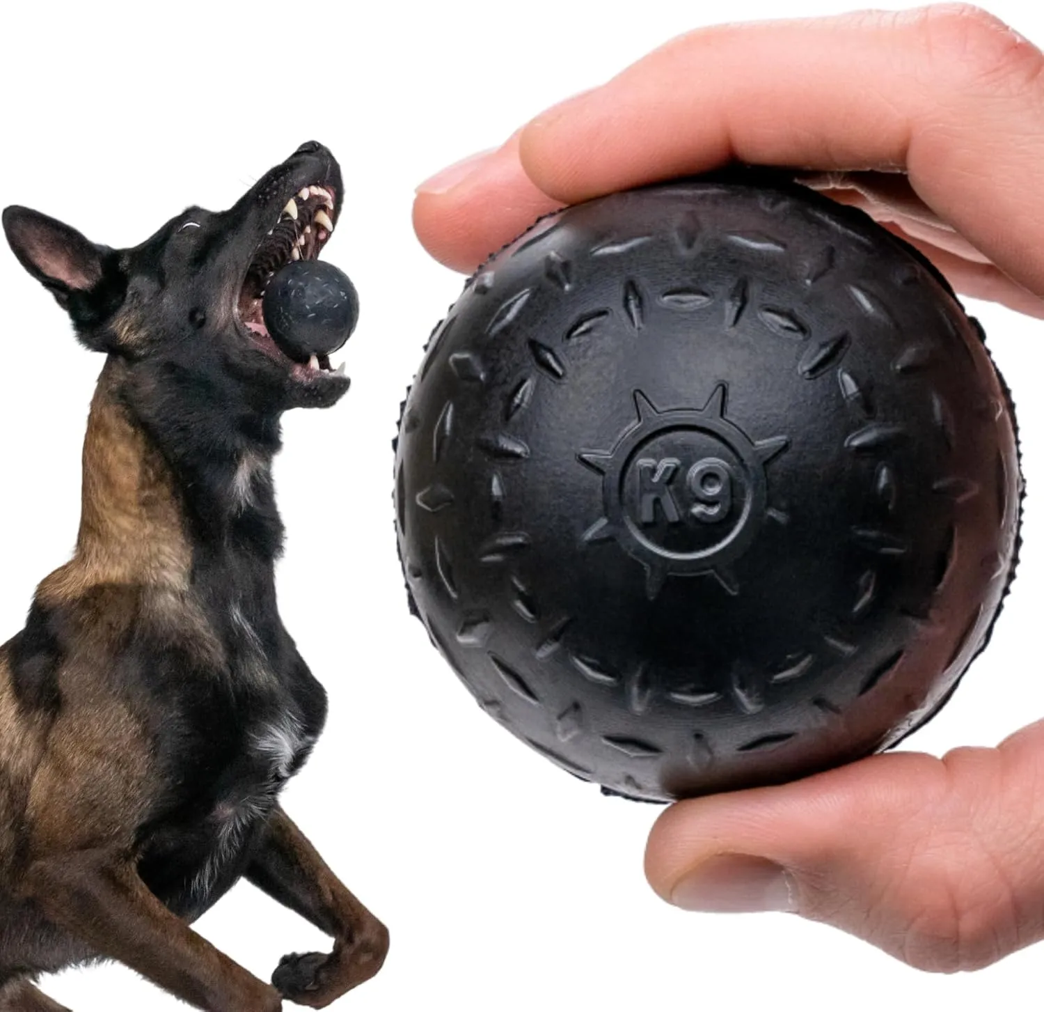 Monster K9 Indestructible Dog Ball - Lifetime Replacement - Medium & Large Breeds - Ultra Durable for Aggressive Chewers - Chew & Fetch - 2.8in. Solid (Tennis Ball Sized)