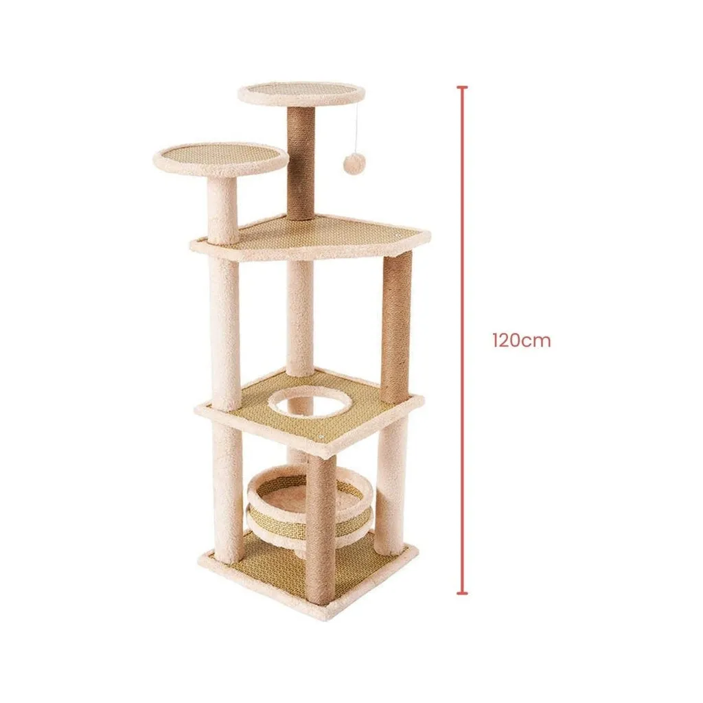 Multi-Level 120cm Cat Tree Condo with Sisal Posts - Floofi