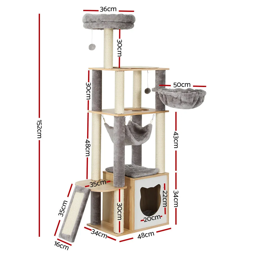 Multi-Level Cat Tree Tower with Scratching Posts, Bed, Condo - i.Pet
