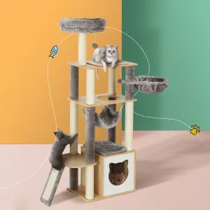 Multi-Level Cat Tree Tower with Scratching Posts, Bed, Condo - i.Pet
