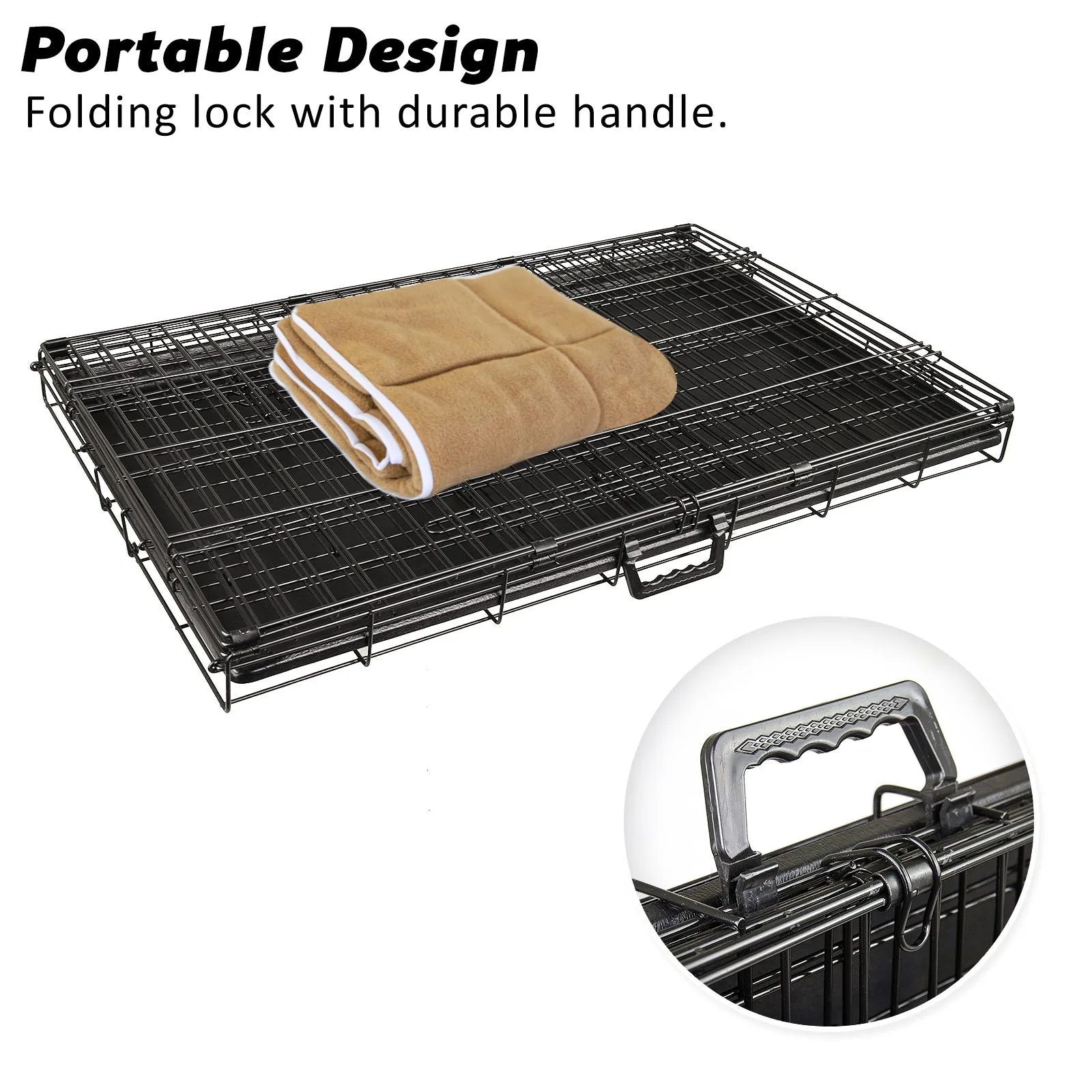 Paw Mate Wire Dog Cage Foldable Crate Kennel 48in with Tray   Cushion Mat Combo
