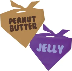 Peanut Butter & Jelly Dog Bandana 2 Pack Set | 100% Cotton Triangle | Made in USA | Halloween Costume | Skeleton | Monster | Parade Party | Trick or Treat | (Sold Together) (857 & 877)