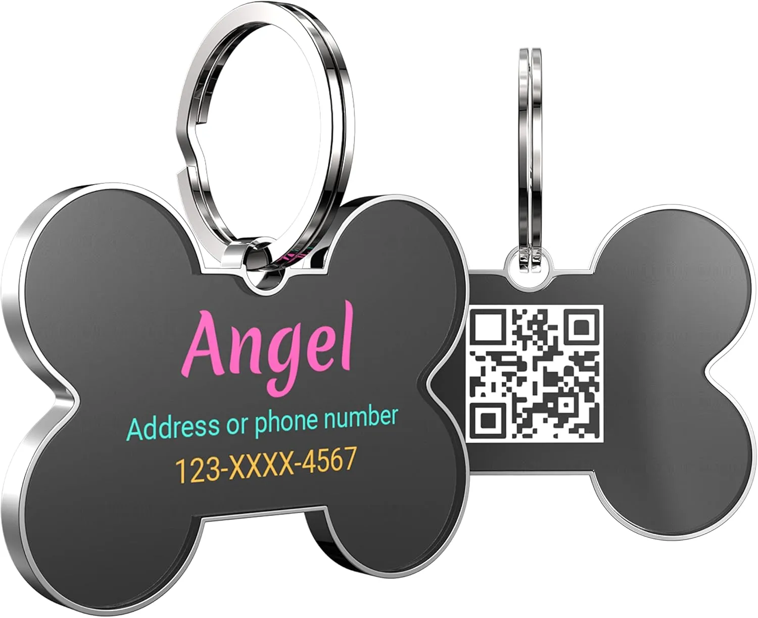 Personalized QR Code Pet ID Tags - Custom Dog & Cat Names, Free Online&Scan QR Receive Instant Location Alert Email