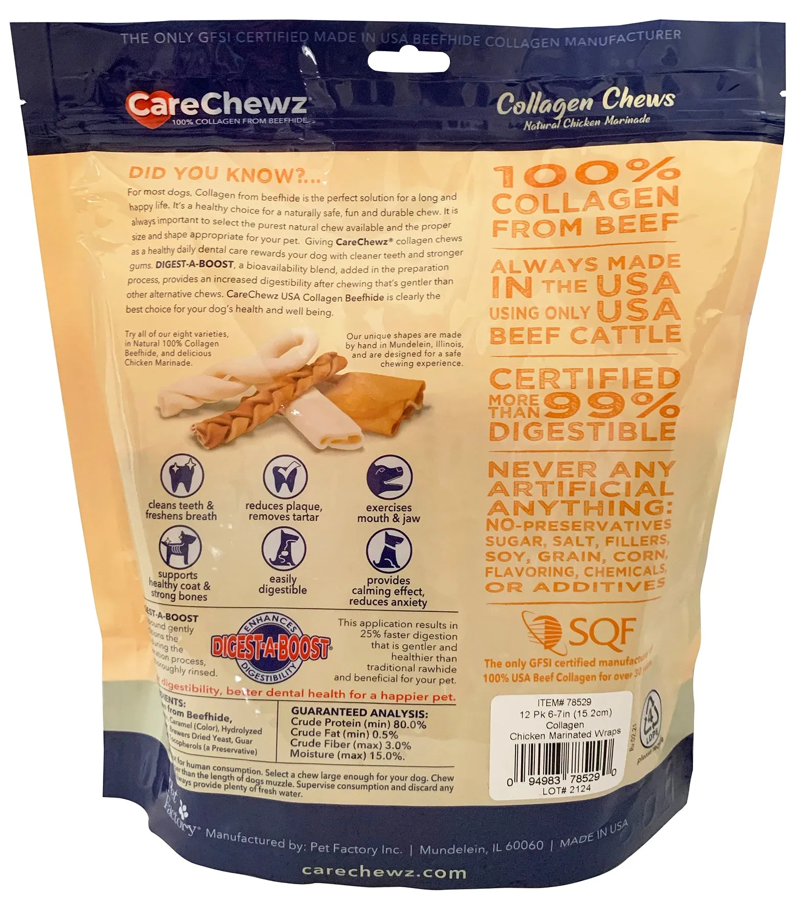 Pet Factory - CareChewz Collagen Wraps 6" Dog Treats