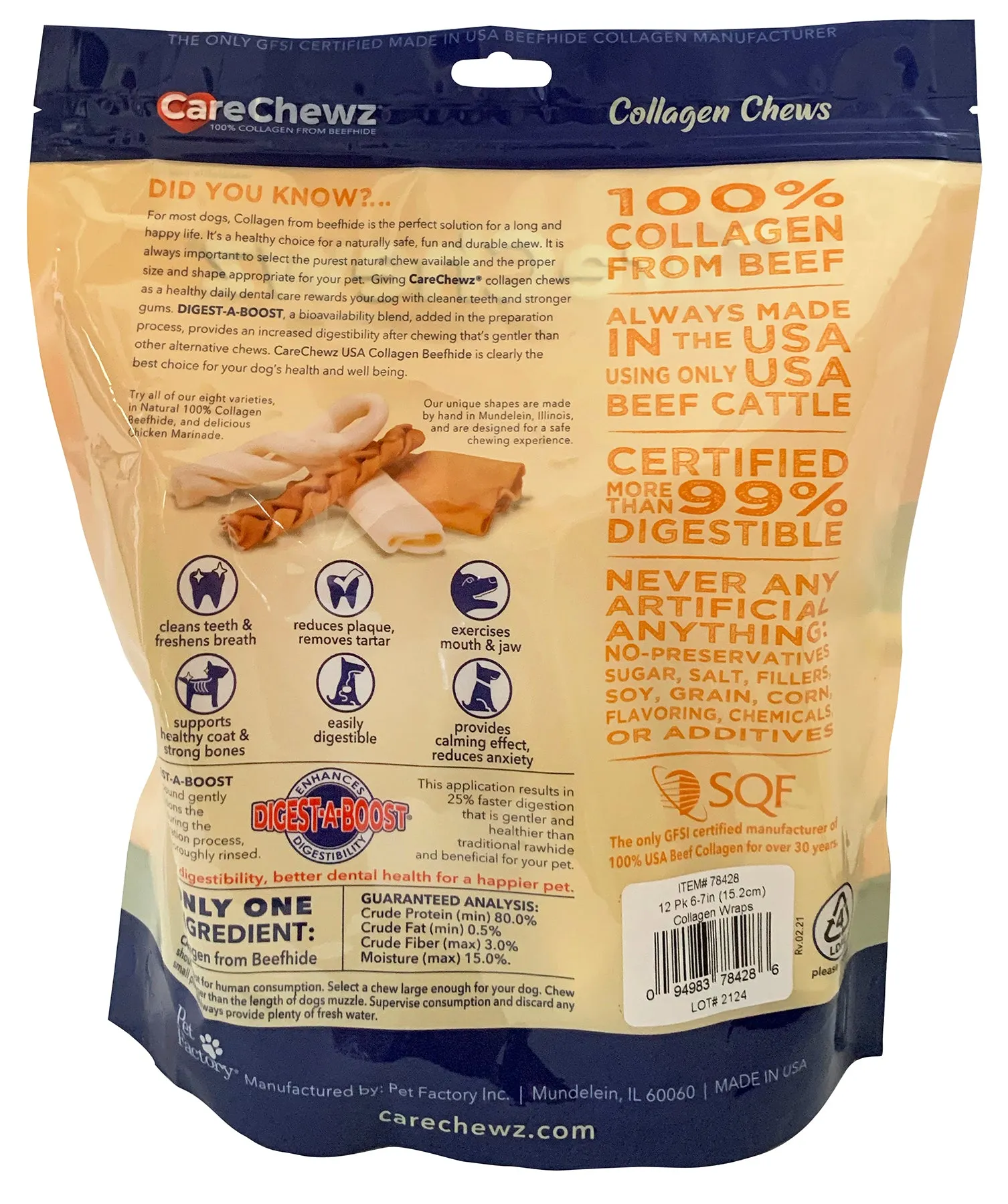 Pet Factory - CareChewz Collagen Wraps 6" Dog Treats