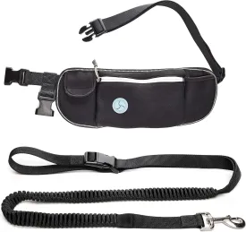 PetSpy Two Handle Dog Leash with Shock Absorbing - Improved Control & Training Bungee Pet Lead 4-6 ft (Hands-Free Leash for Running and Walking-Black)